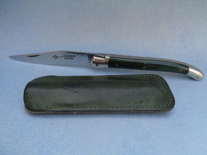 Francja - Laguiole Extra, Arbalète, G.David - Handgemaakt - Pocket - Pocket Knife, nóż, nóż kolekcjonerski, składany nóż w skórzanym etui