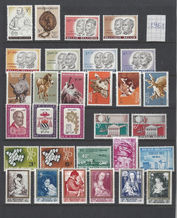 Belgique 1961/1969 - 9 volumes complets avec les blocs et timbres des blocs et livrets de Boudewijn