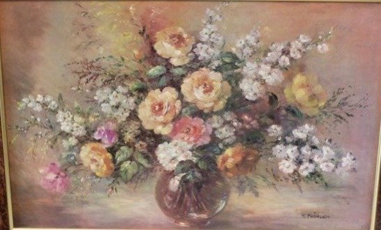 R. Fröhlich (20e eeuw) - Blumen Stillleben in Vase
