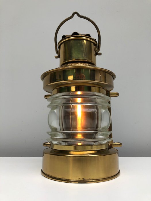 Gammel skibslampe / toplys - Messing - Anden halvdel af det 20. århundrede