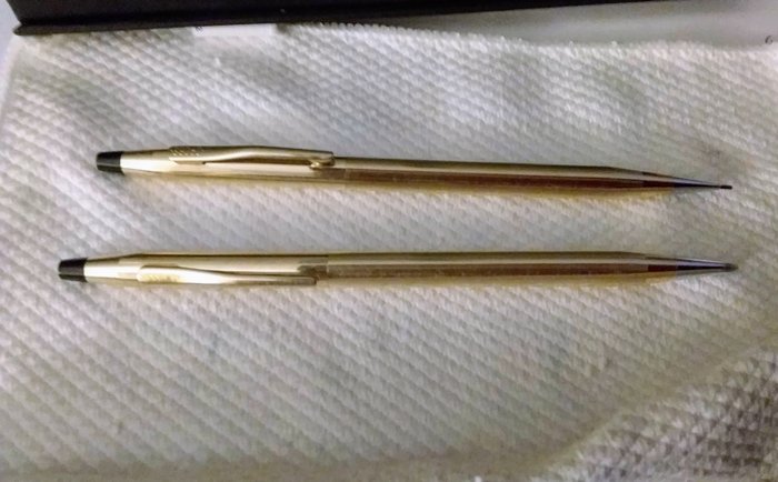 Cross - Kuglepen og mekanisk blyant - 12 karat guld rullet af 2