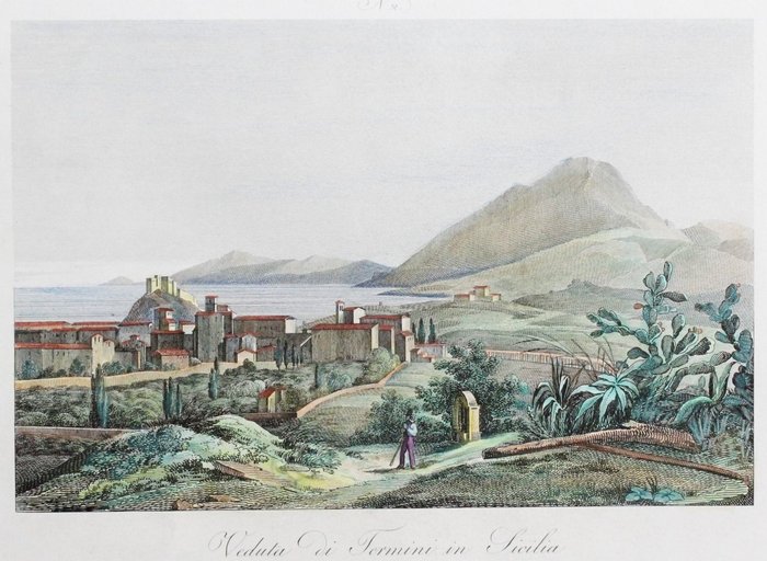 義大利, Sicilia, Termini Imerese; Zuccagni Orlandini - Veduta di Termini in Sicilia - 1845