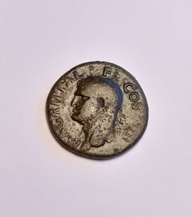 COUNTERMARK ( TI AV) Agrippa, died 12 bc. (AE; 26mm; 10.41 