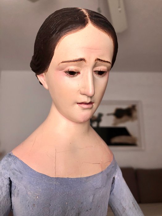 Maagd, "cap i pota" - "Virgen dolorosa" - 60 cm (1) - Hout - 19e eeuw