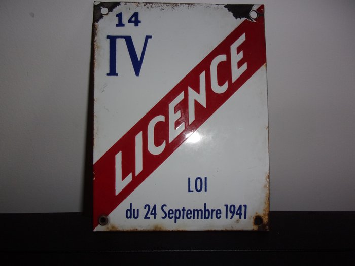 licence IV - enamelled plaque - Enamel