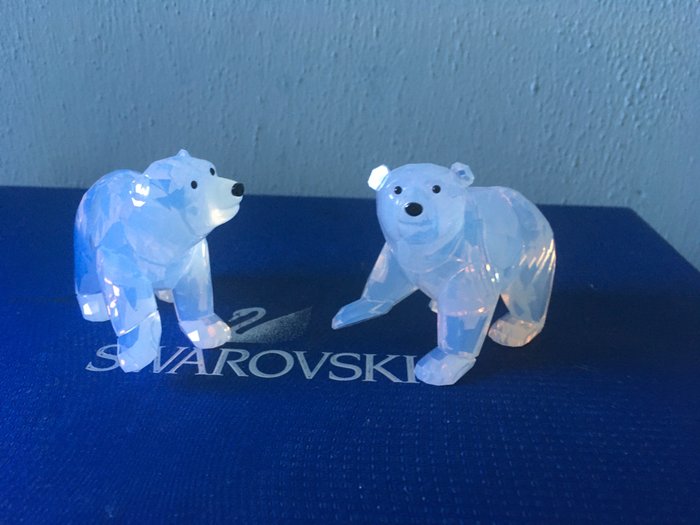 Anton Hirzinger - Swarovski - 2 Eisbären aus weißem Opal - 1080774 - Boxed - Kristall
