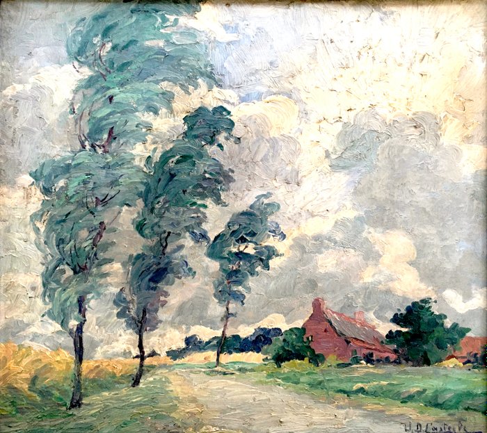 August Vandecasteele (1889-1969) - Landweg met hoeve