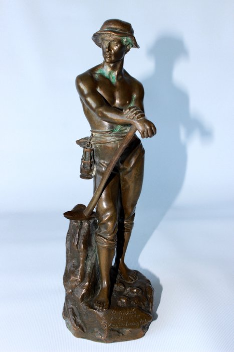 Charles Levy (1820 - 1899) - Bronze Garanti au Titre L.V. Deposée - Beeld, 'Mineur' (1) - Brons - Eind 19e eeuw