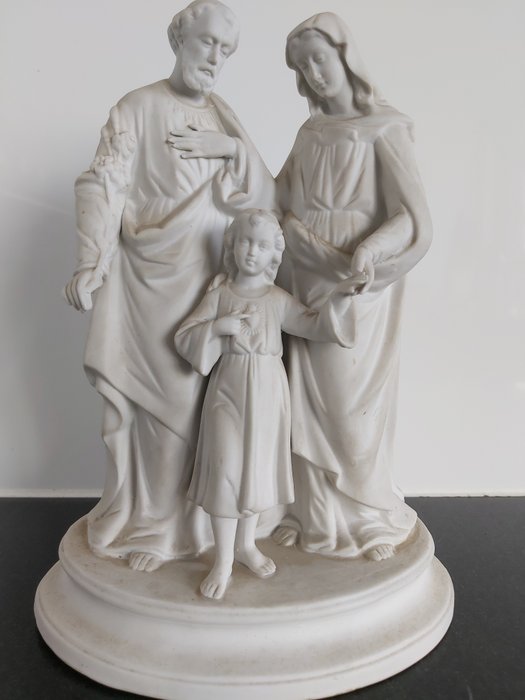 Antiek Heiligenbeeld - Heilige Familie - Skulptur - Keks/Porzellan