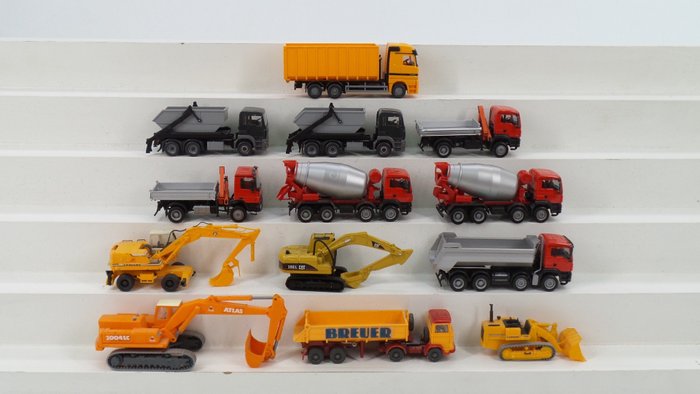 Busch, Herpa, Kibri, Wiking, Norscot 1:87 - 模型車 - 作業車輛，包括挖掘機，混凝土磨，集裝箱貨車和低架裝載機