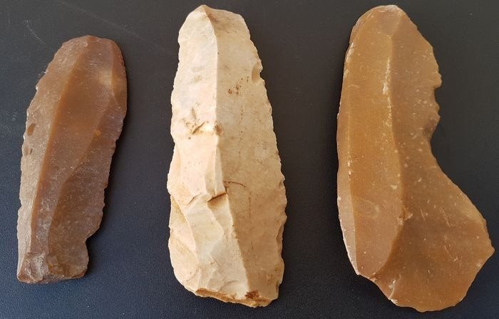 Prähistorisch, neolithischen Feuerstein 3 schöne Klinge / Messer - (3)