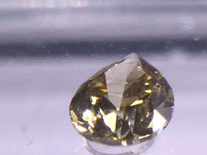 Diamant - 0.11 ct - Brilliant, Pære - fancy brunlig gul - SI2