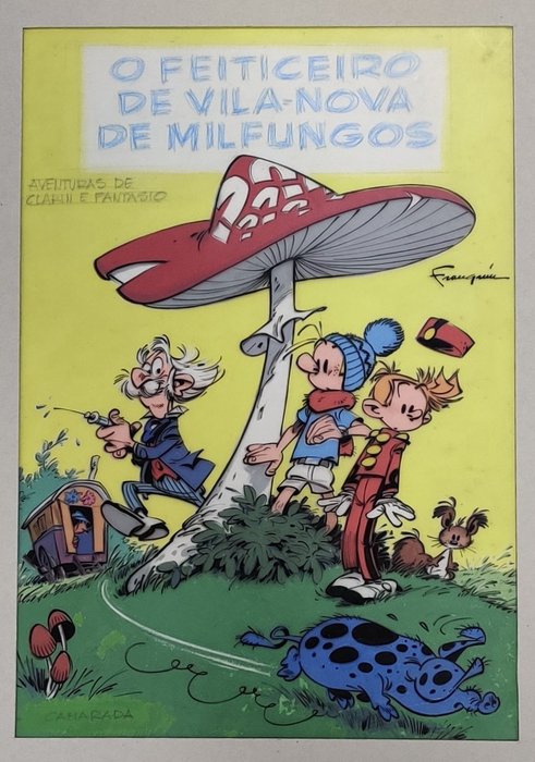 Franquin, André - Couverture originale - Spirou et Fantasio - "O feiticeiro de Vila Nova de Milfungos" (Il y a un sorcier à Champignac) - Encre de chine sur Vangophan (1967)