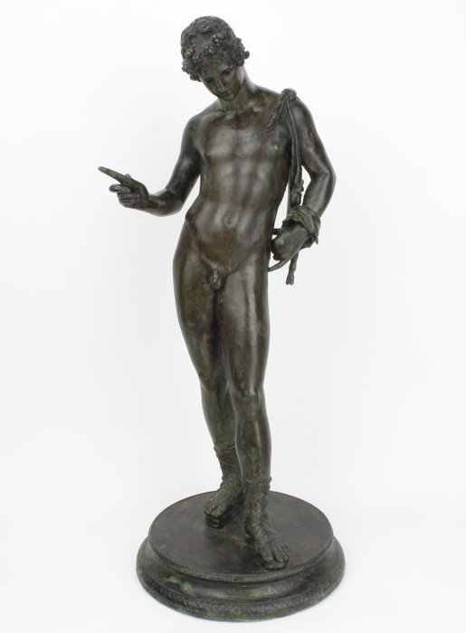 Sculptură, Mare statuie Grand Tour care îl înfățișează pe Narcis - 63 cm (1) - Bronz, Bronz (patinat) - Late 19th century