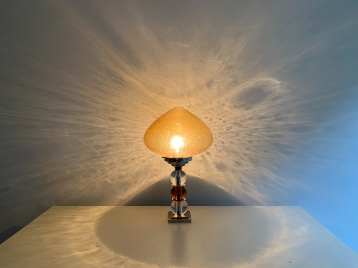 Space Age Eighties Table Lamp Amber, Amber Colored Glass Table Lamp