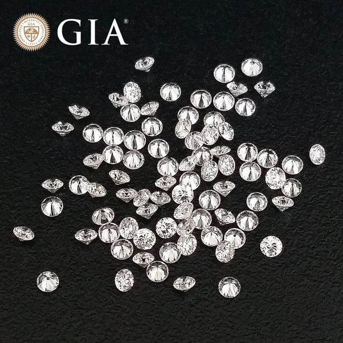54 pcs Diamonds - 1.02 ct - Round - D (colourless), E, F 