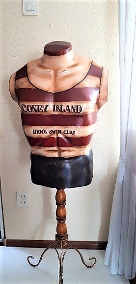 vintage coney island men's swim club mannequin mannequin (1) - polystone-wood-metal