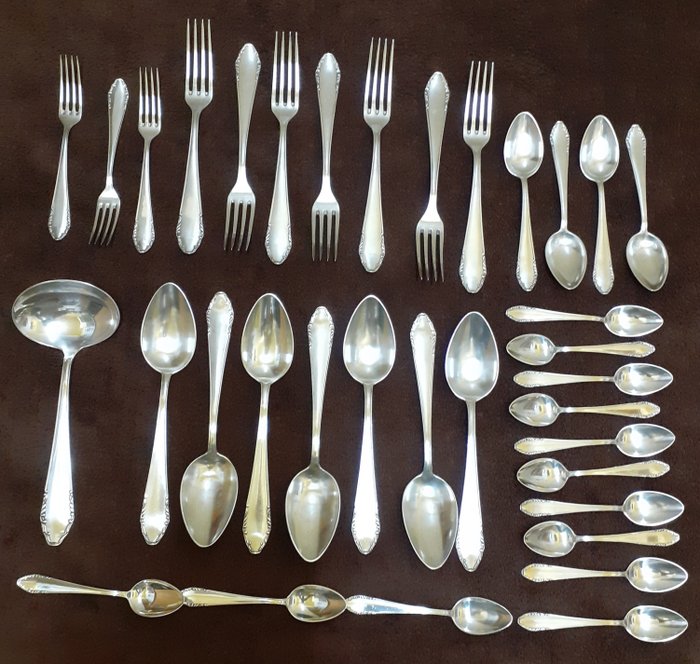 Meneses - Meneses - 勺子, 叉子, 咖啡匙, 餐具 (35) - 艺术装饰 - 银, 镀银