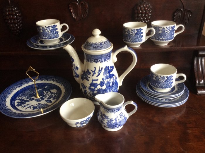 Churchill - Blue Willow kaffesett med kaffekanne - Keramikk