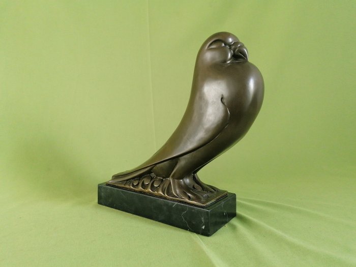 Coenrad - 鴿子在大理石底座上簽名 - 青銅色