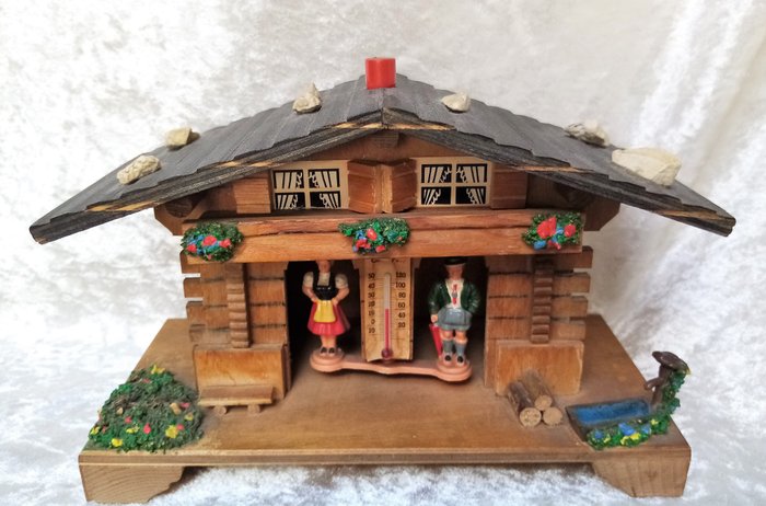 Original Folklore German weather station, weather house - Wood with plastic