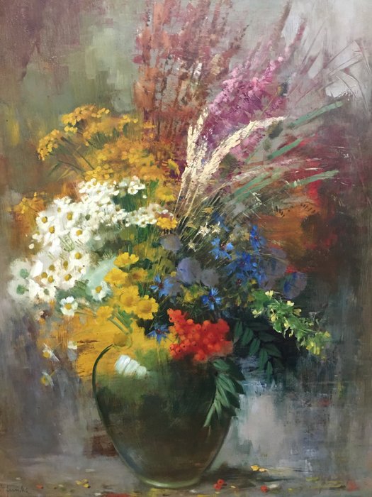 Bernd Funke (1902-1988) - Original Ölgemälde Blumenstillleben (oil-painting flower still life)