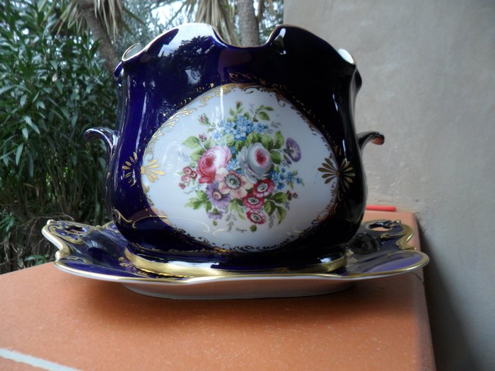 Porc. Limoges Pate - Vase and dish (2) - Porcelain