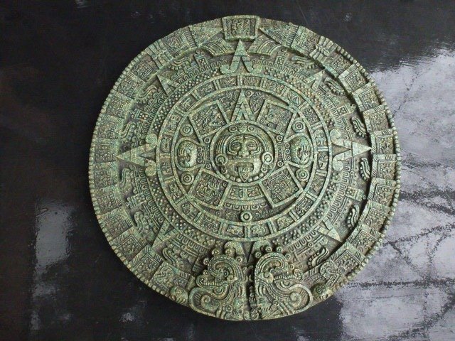 Special! Very Large, Aztec, Mayan Malachite Calendar - Malachite