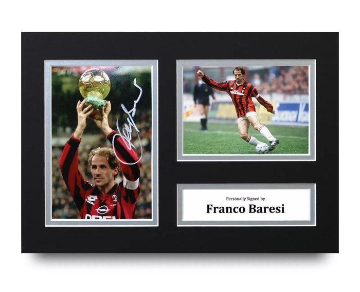 Franco Baresi Signed A4 Photo Display AC Milan Italy Autograph Memorabilia COA 
