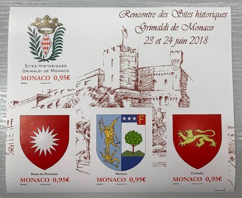 Monako 2018 - Bloki NIEząbkowane, miejsca historyczne Griamaldi - F3146
