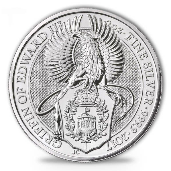 Reino Unido. 5 Pounds 2017 The Queen´s Beasts - "Griffin of Edward III", 2 Oz (.999)