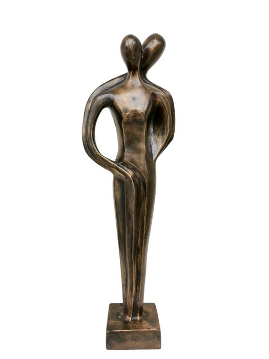 Skulptur, An embracing couple - 47 cm - Patineret bronse
