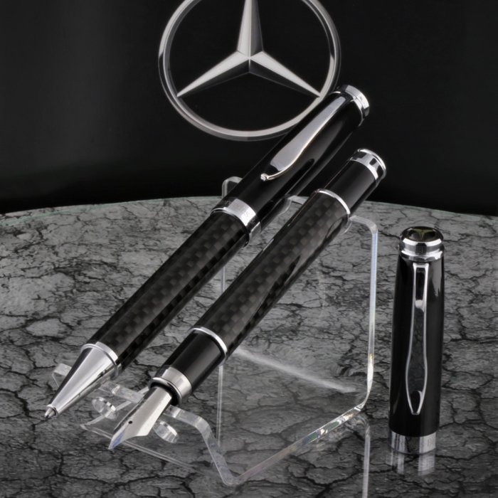Accessory - Carbon Optic Fountain pen and ballpoint gift set  - Polished - Mercedes-Benz - After 2000