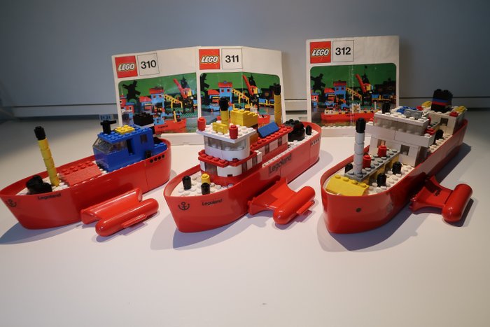 LEGO - 乐高乐园 - 310 - 311 - 312 - 船 Sleepboot - Ferry - Tanker - 1970-1979