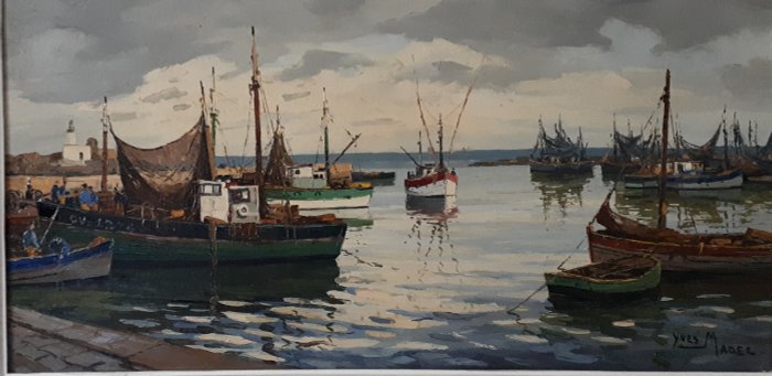 Yves Madec (1933-2020) - Gemälde, Trawler im Hafen von Lesconil