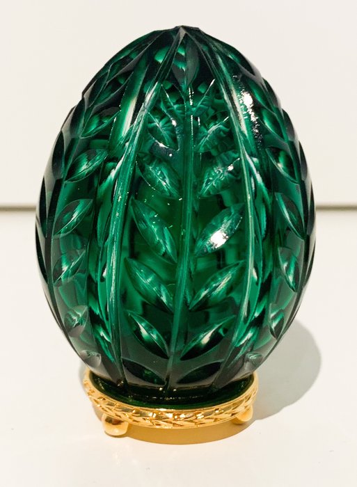 Fabergé - 帝国翡翠费伯奇蛋在金脚 - 24克拉黄金，奥地利水晶，已完全标记，序列号0131