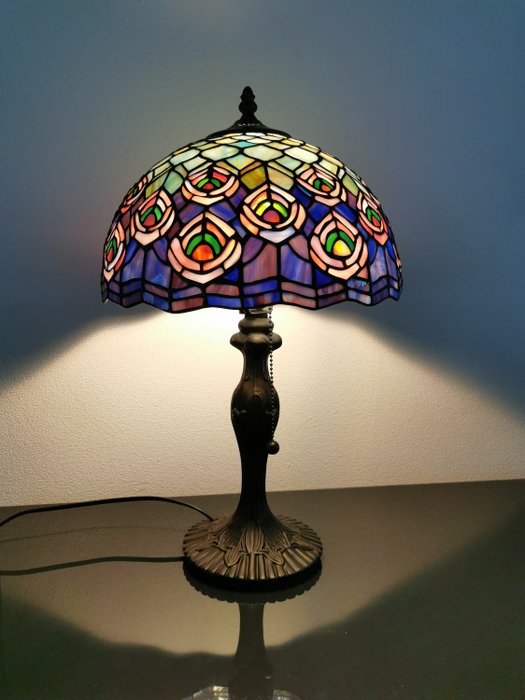 Tiffany Style Peacock Lampa (1) - Glas (målat glas)