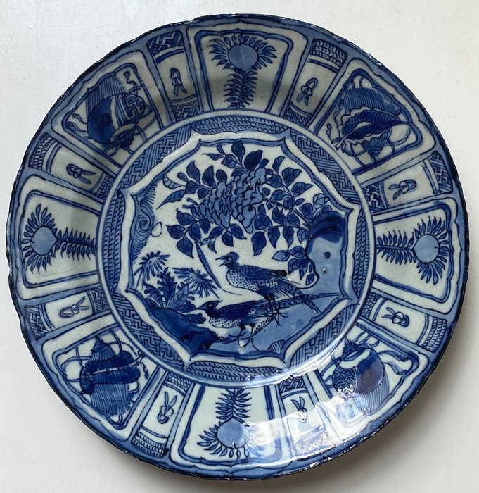 Plato - Porcelana Kraak - Faisanes - Porcelana - Large 29 cm diameter - China - Dinastía Ming (1368-1644)