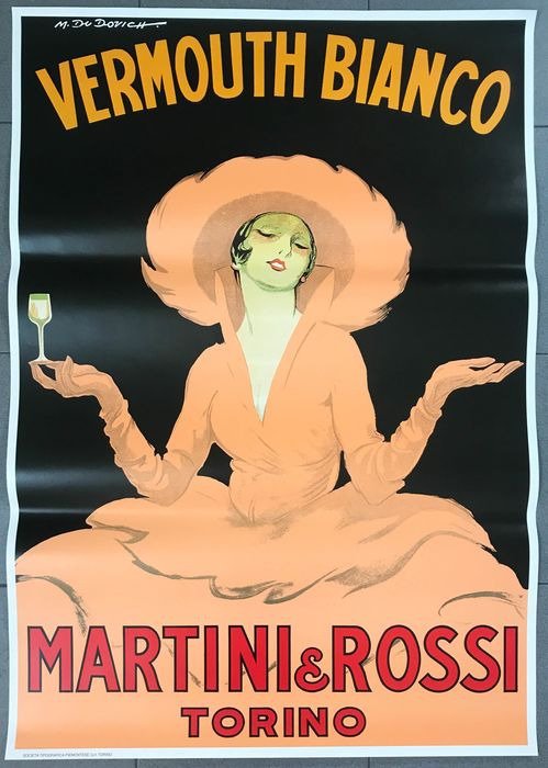 Marcello Dudovich, after - Martini e Rossi vermouth bianco - later reprint