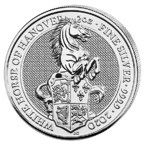 Wielka Brytania. 5 Pounds 2020 The Queen´s Beasts "White Horse of Hannover", 2 Oz (.999)  (Bez ceny minimalnej
)