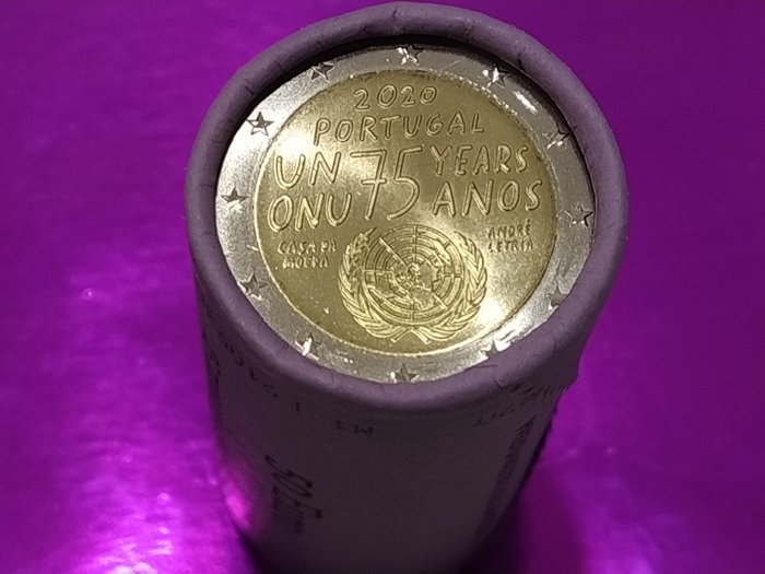 Portugal. 2 Euro 2020  "75 years UN" (25 pieces) in roll
