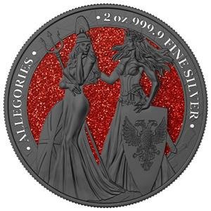 Germania. 10 Mark 2019 Britannia&Germania Ruthen. & Red Diamonds 2 Oz  Coin