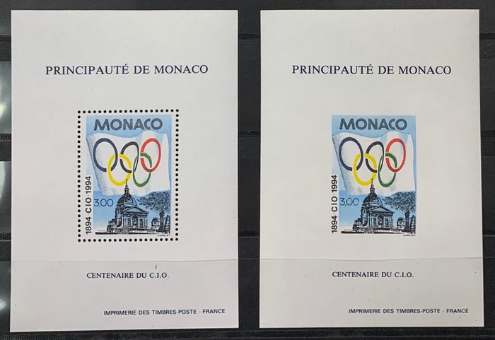 摩納哥 1994 - BF Specials n° 24 和 24a，國際奧林匹克委員會，1994 年，鋸齒狀和非鋸齒狀，VG。評分 340