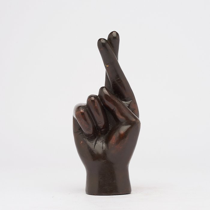 Escultura, NO RESERVE PRICE - HOPE/PROMISE Hand Signal Sculpture in polished brass - Link to video of this - 24 cm - Latón