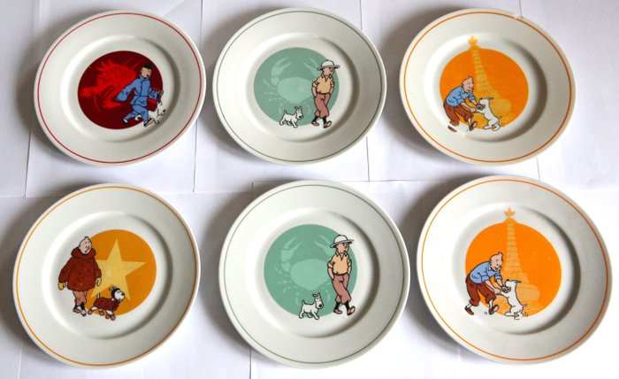 Tintin - 6x Assiette Tables & Couleurs