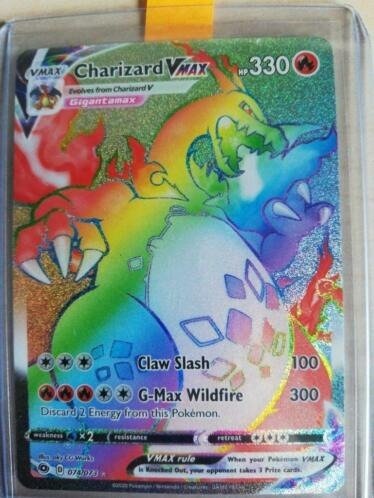 Nintendo - Pokémon, Charizard - Cromo para troca Rainbow Charizard V max 074/073 - 2020