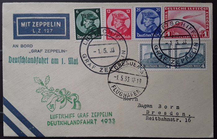 German Empire - Zeppelin document - Deutschlandfahrt 1933 / An Bord