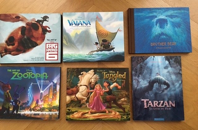 Disney - 6 Livres - Tarzan, Brother bear, Big Hero 6, Tangled, Zootopia signed - EO - (1999/2016)