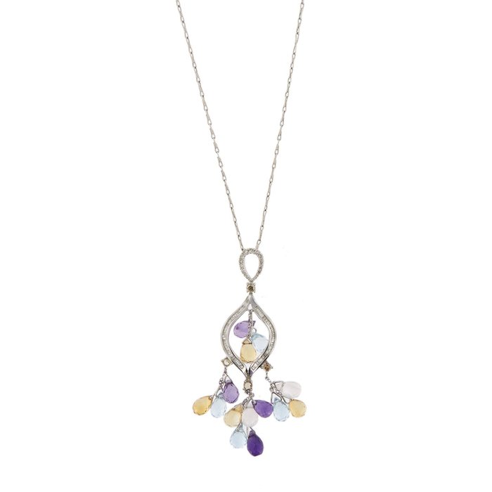 Image 2 of 18 kt. White gold - Necklace with pendant - 0.99 ct - Amethysts