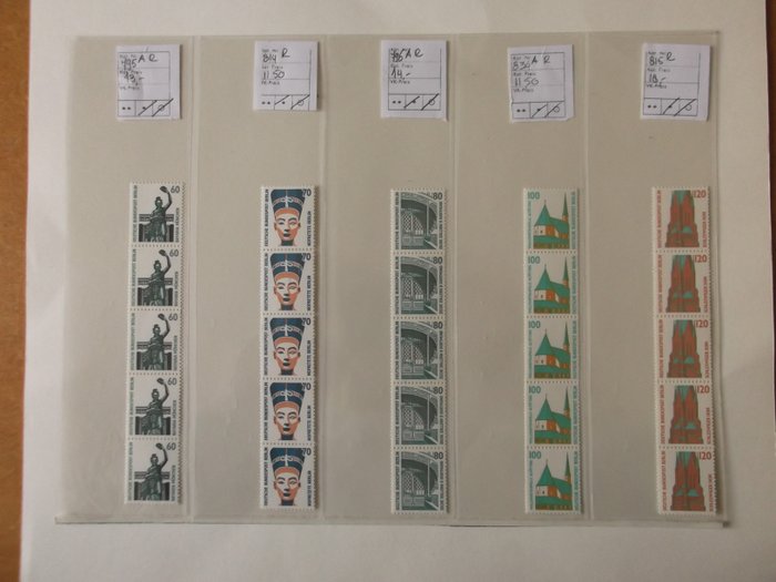 Berlin - Federal Republic of Germany 1987/1990 - Sights including the strips of 5 stamps with number - Michel 2017